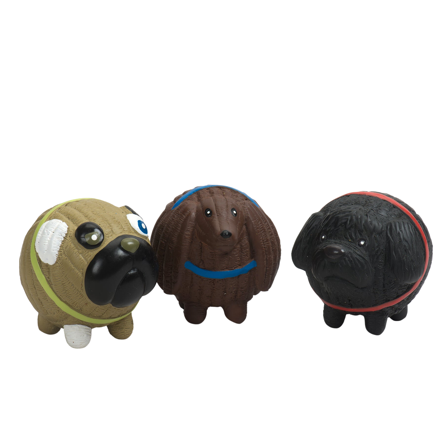 Small Dog dog toys made out of rubber and high quality PU foam. With Wally the Dachshund,Puggie the Pug and Finbar the Cockapoo. Every HuggleMutts is a celebration of those unique fur babies with a personality all their own!