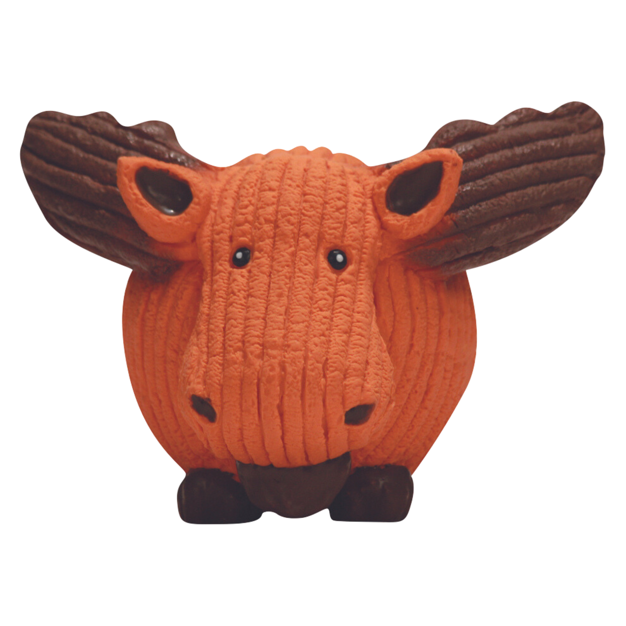 Morris the Moose, is a  moose-shapped squeaky ball dog toy made of PU foam stuffed latex.