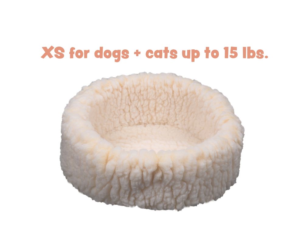 Extra Small natural colored synthetic double layer bed perfect for cats and wee dogs. Made out of our best-selling HuggleFleece fabric. (0 -15lbs)